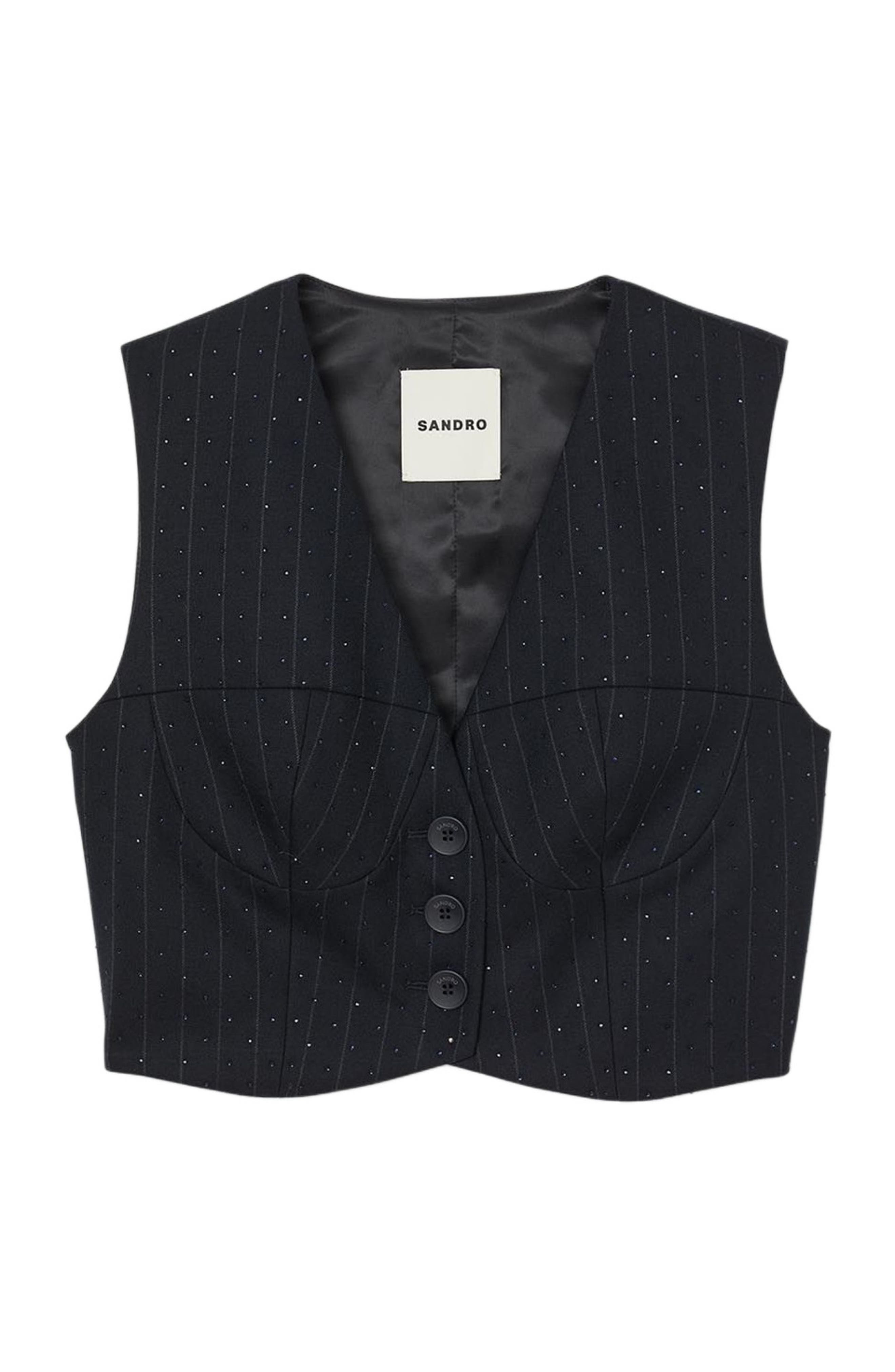 SANDRO Striped rhinestone jacket in Navy Blue at Nordstrom - 5