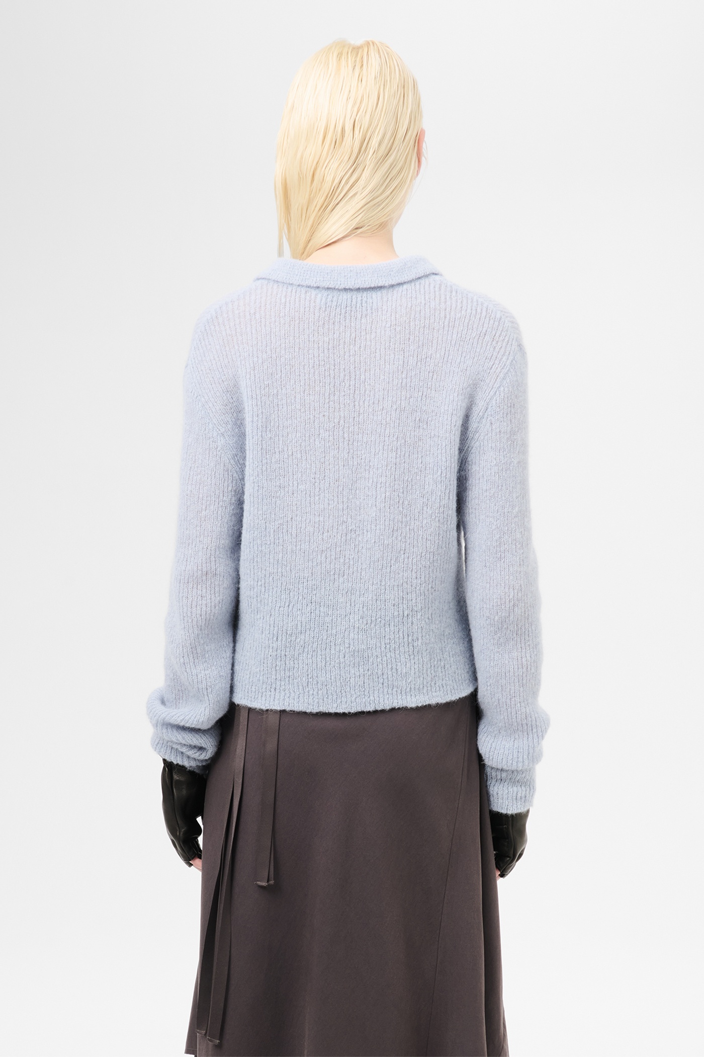 Mazzy Polo Beige Livid Blue Fuzzy Alpaca - 5