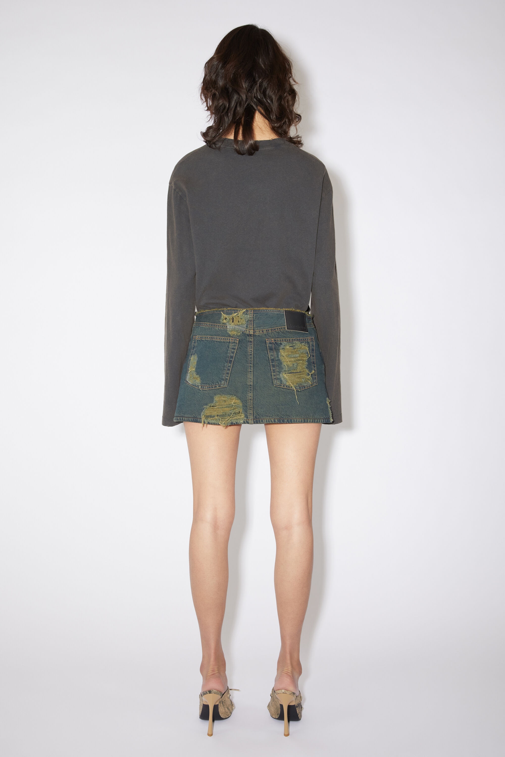 Distressed denim skirt - Blue/green - 3