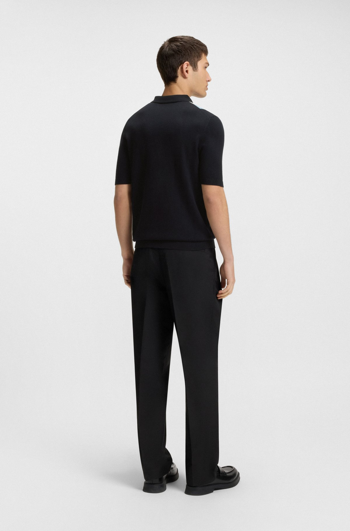 ZIP-NECK POLO SWEATER WITH VERTICAL STRIPES - 5