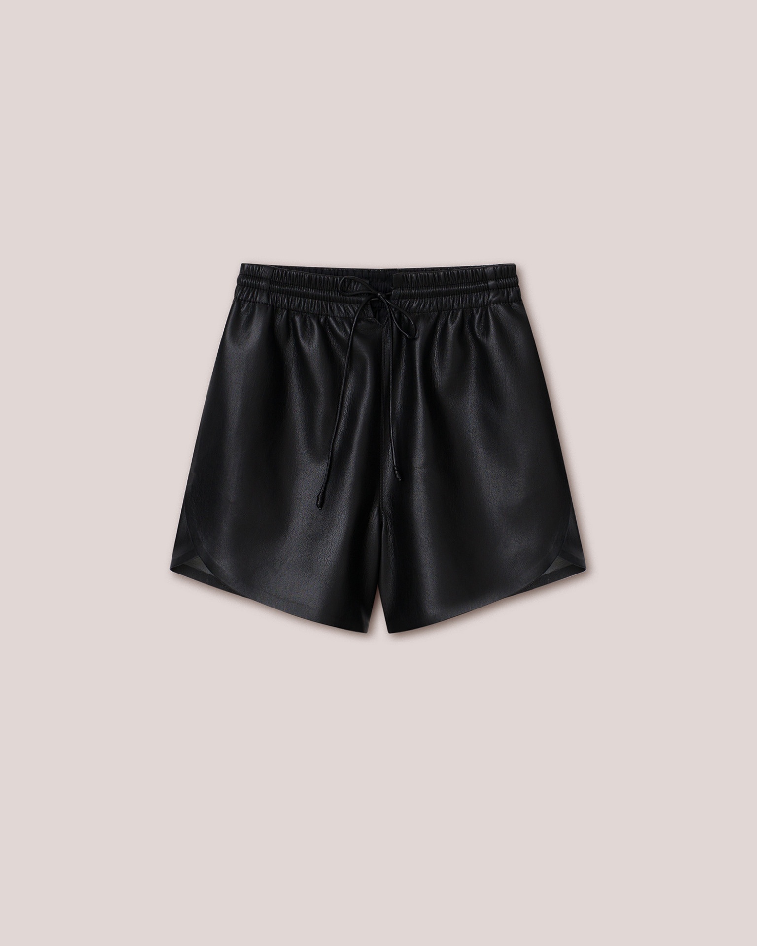 JANNA - Vegan leather drawstring shorts - Black - 1