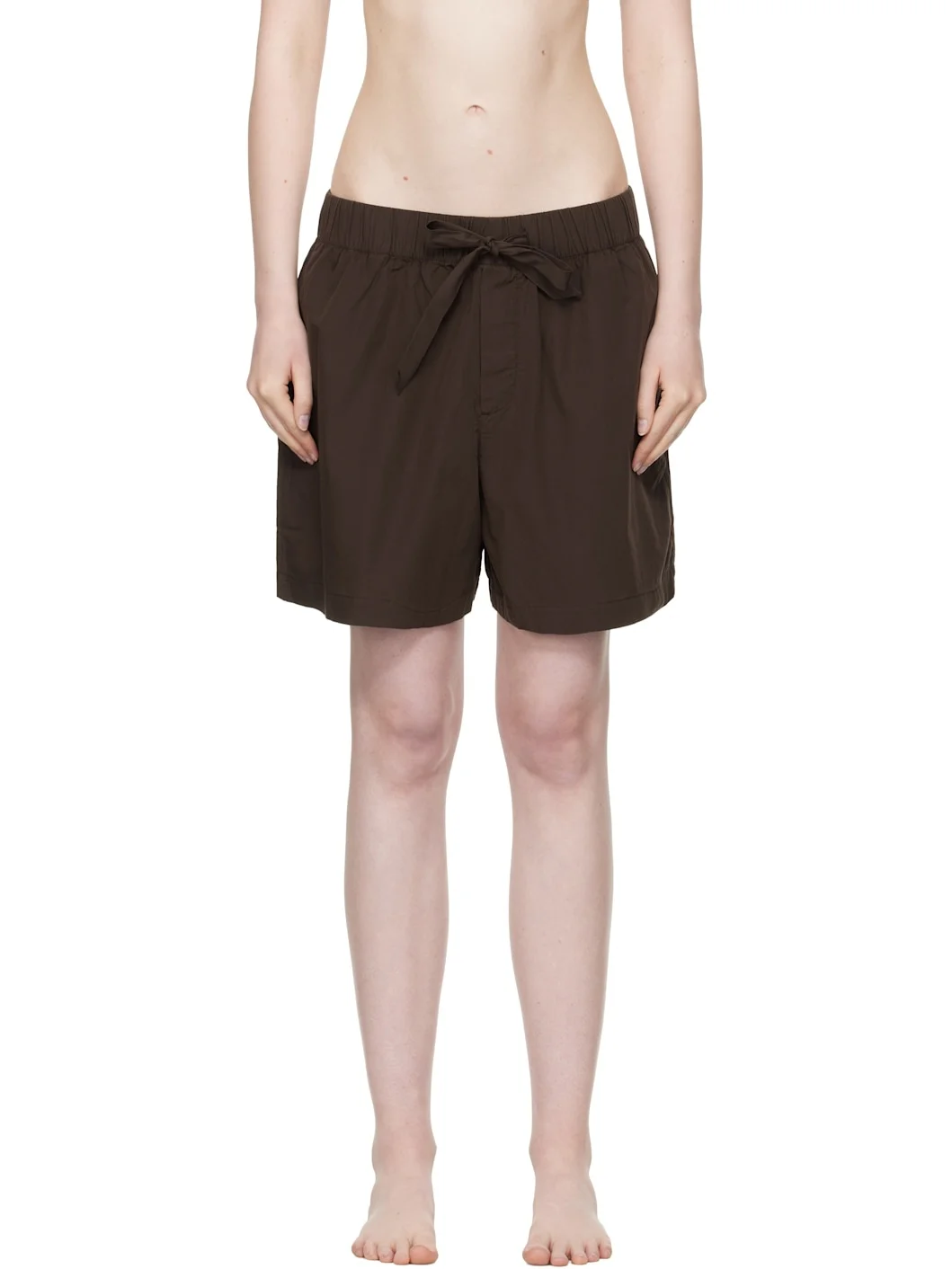 Brown Poplin Pyjama Shorts - 1