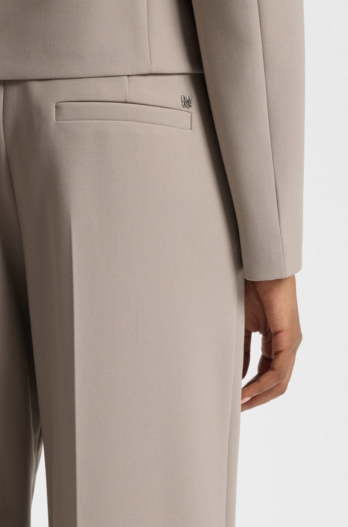 REGULAR-FIT PANTS WITH WIDE LEG IN STRETCH FABRIC - 5