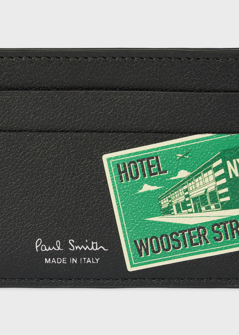 Paul Smith Black 'Hotel Stickers' Credit Card Holder outlook