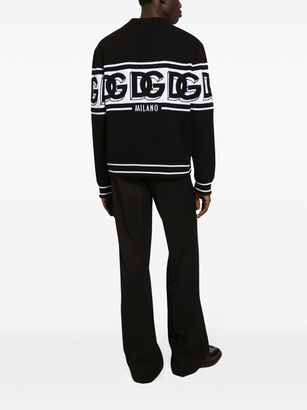 logo-intarsia V-neck cardigan - 4