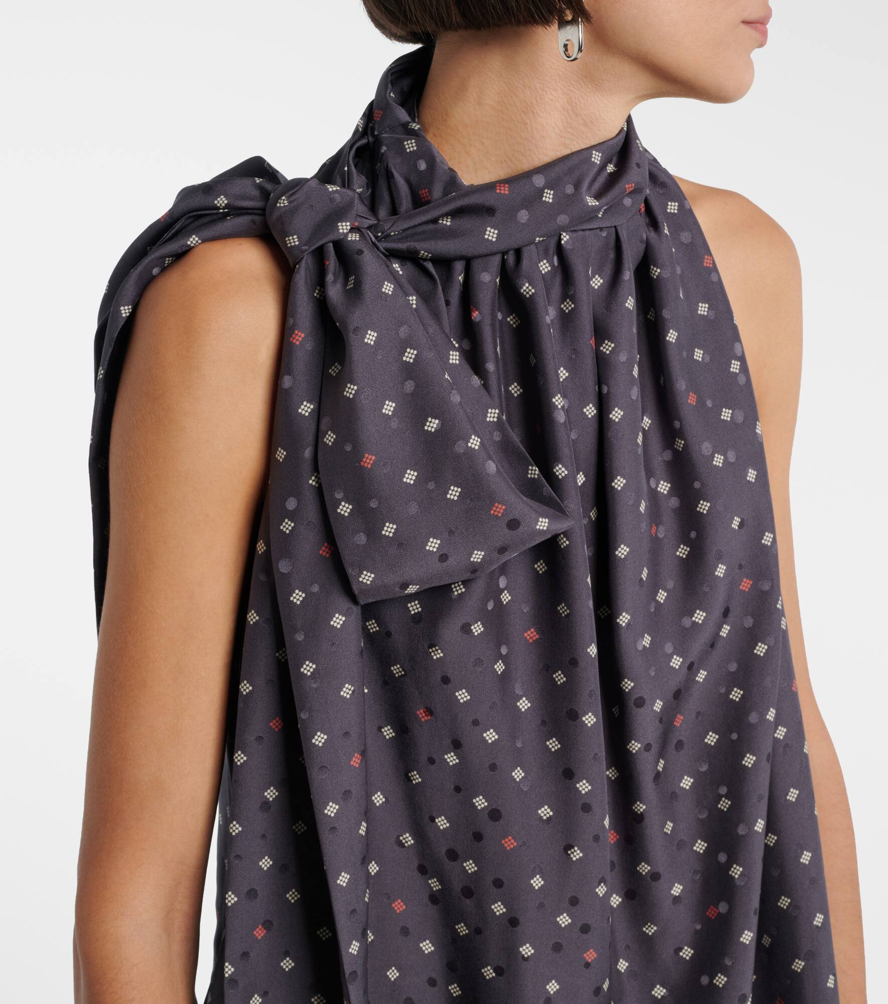 Sombana printed asymmetric silk top - 4