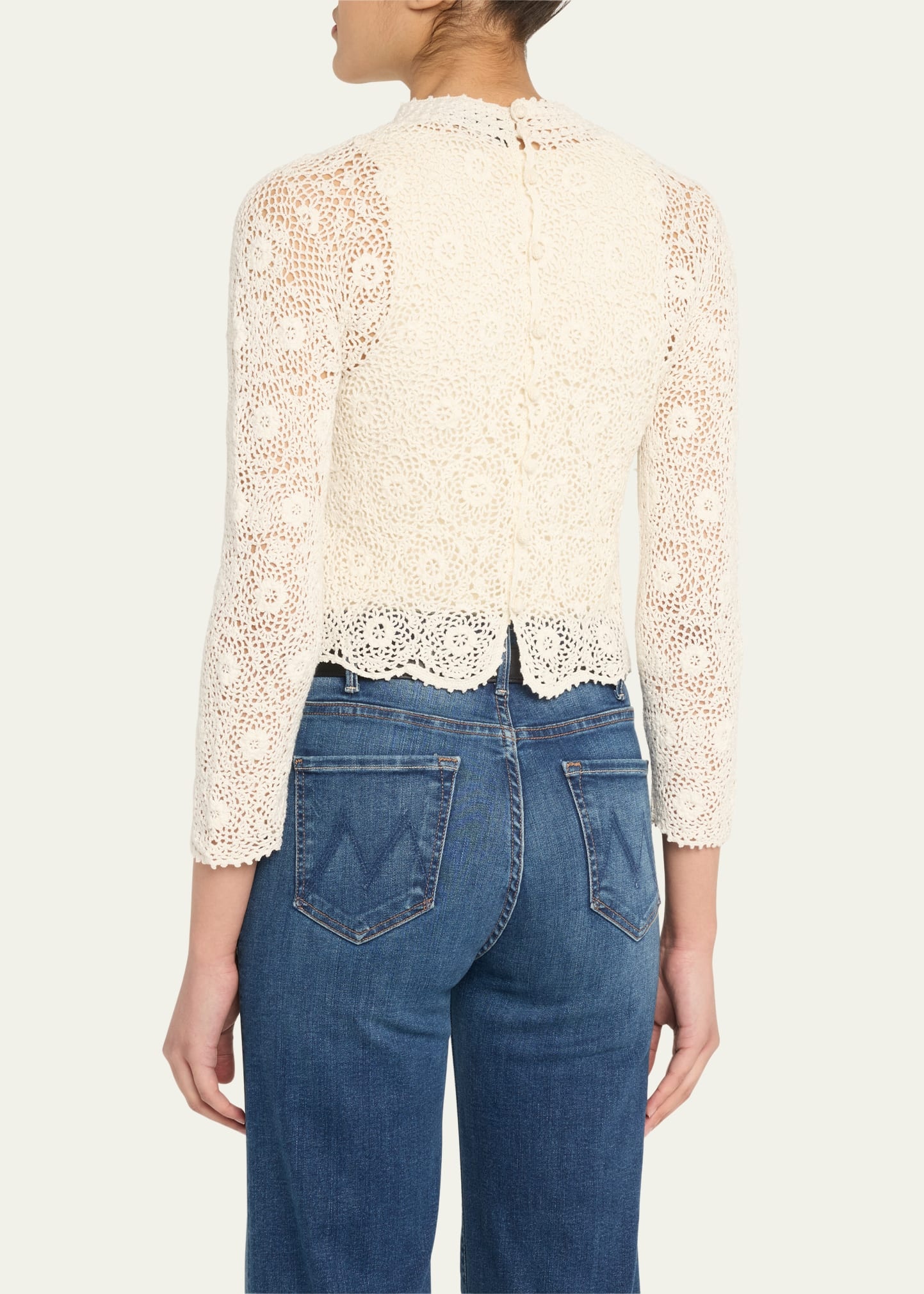 Gibson Scallop Floral Lace Sweater - 3