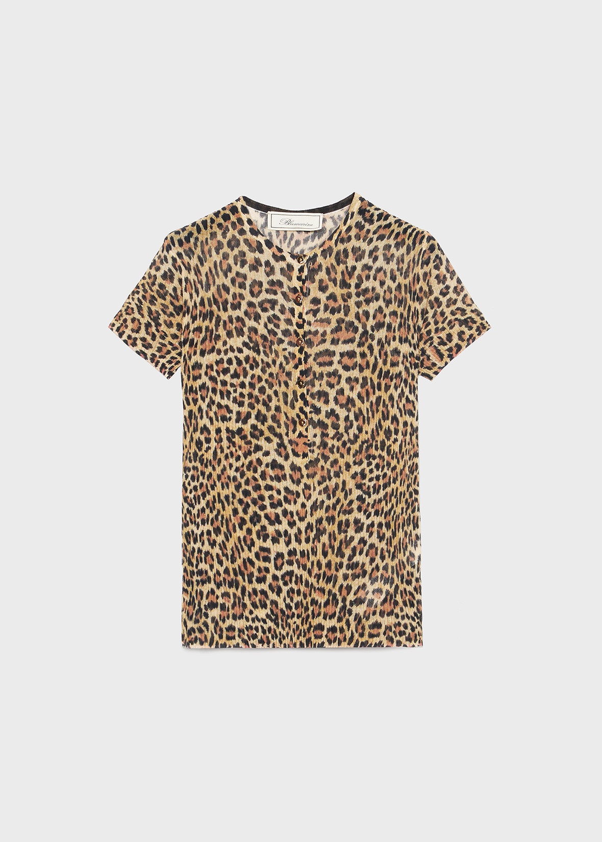 SHORT SLEEVE RIBBED TOP WITH ANIMALIER PRINT - 1