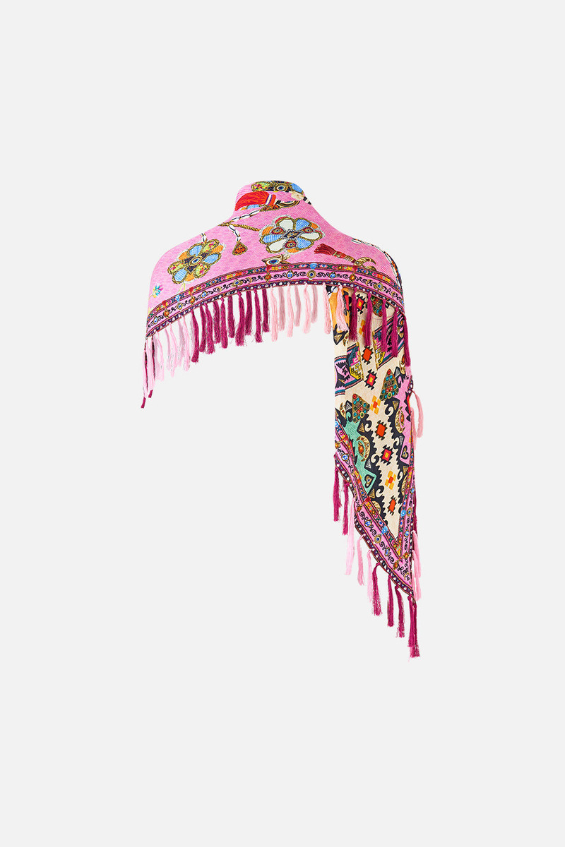 CAMILLA DIAMOND SCARF WITH TASSELS outlook