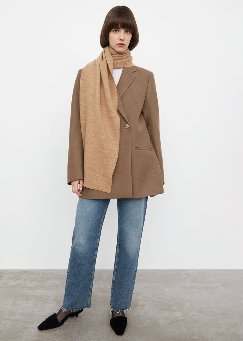TOTEME Classic wool scarf camel mouliné outlook