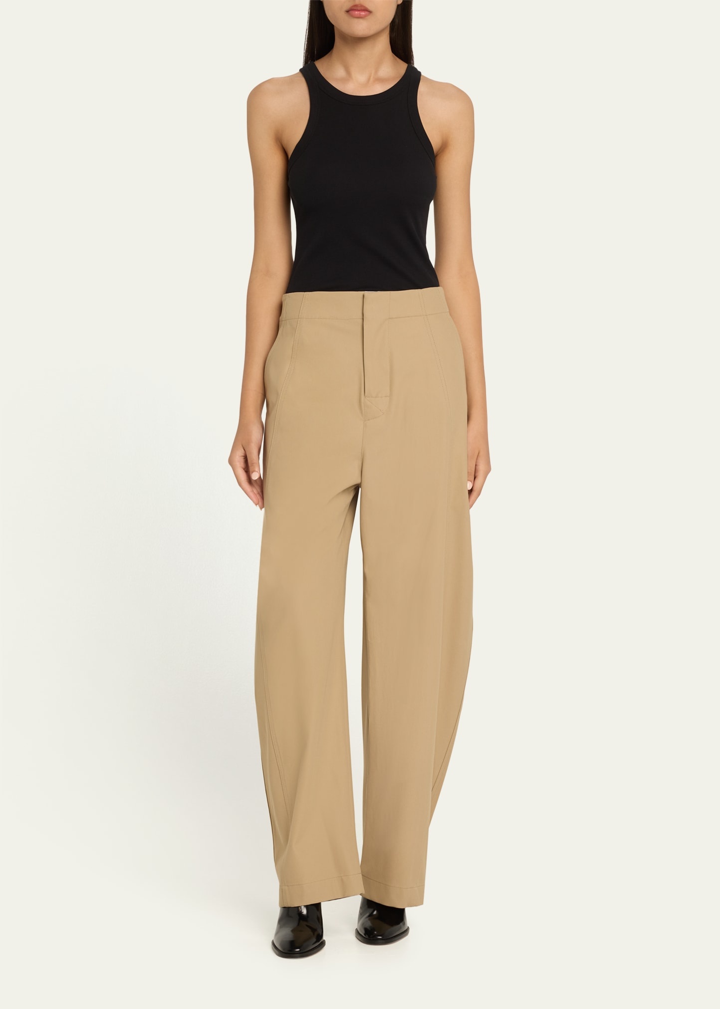 Fluid Cotton Twill Wide Leg Trousers - 2