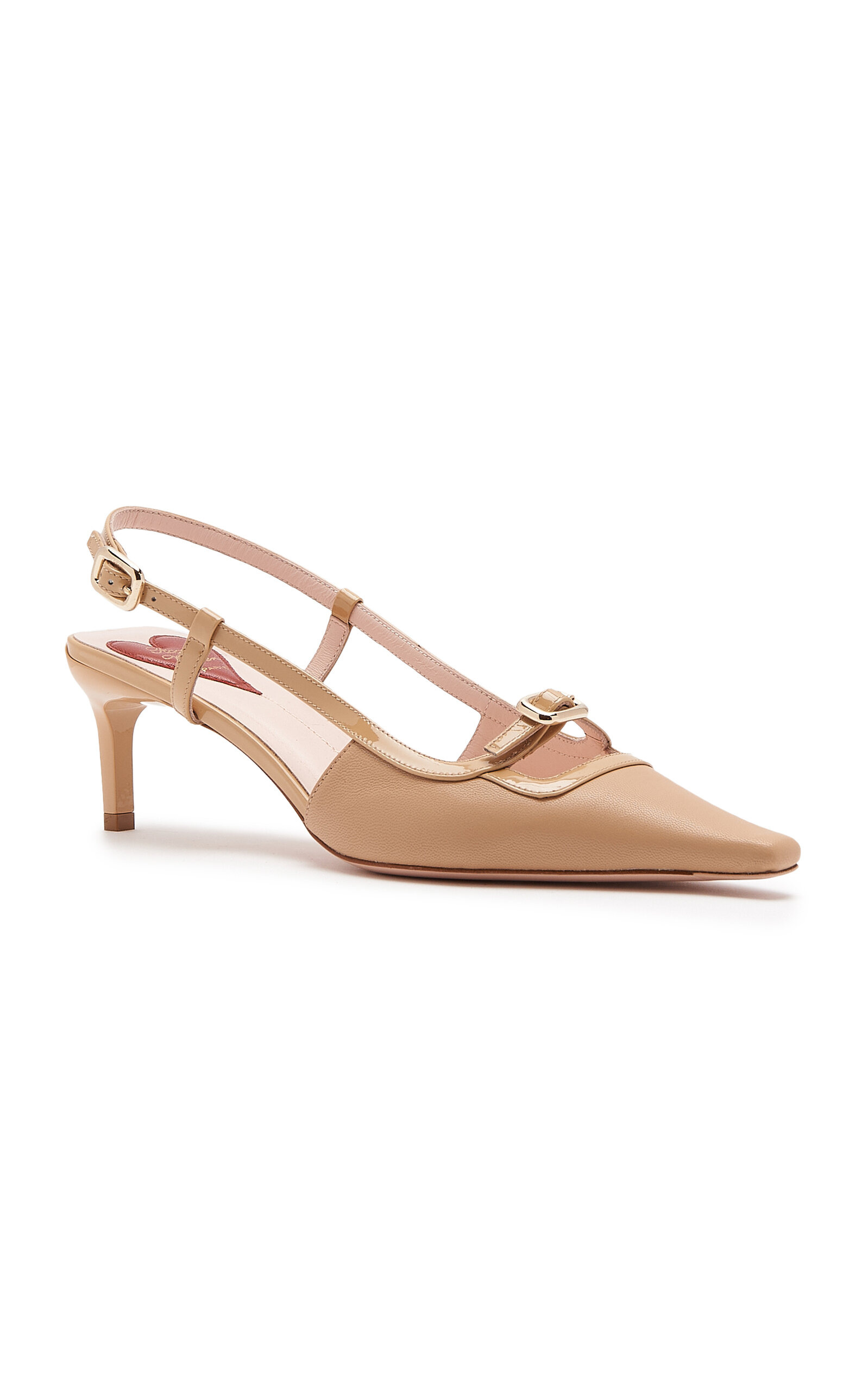 Mini Buckle Slingback Leather Pumps tan - 5