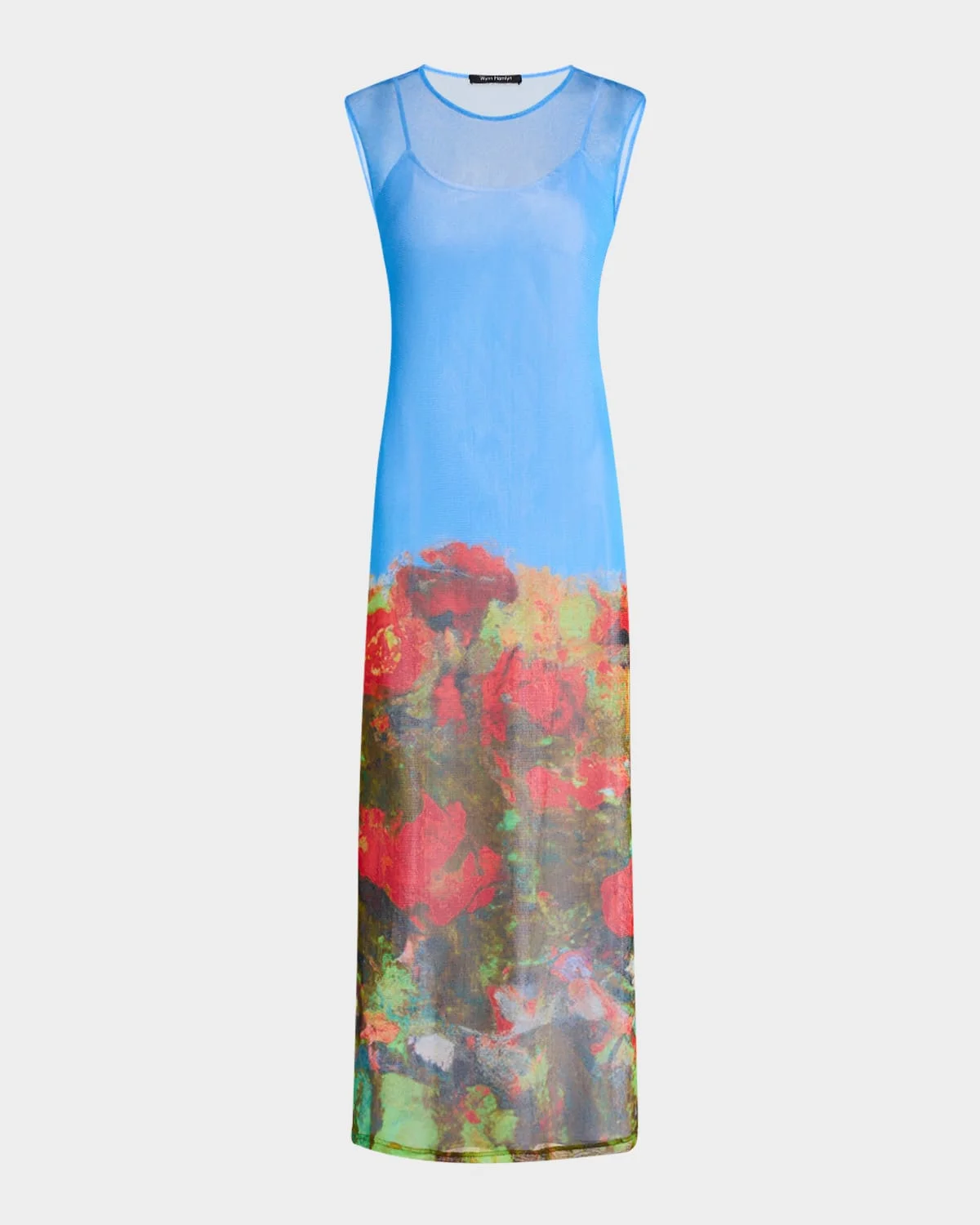 Printed Mesh Maxi Dress - 1