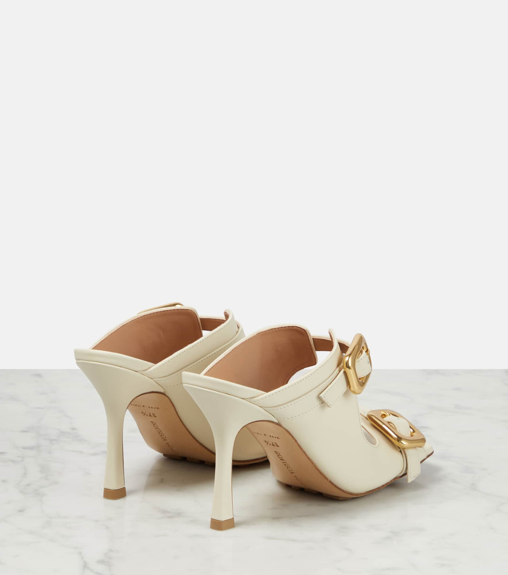 Stretch Buckle leather mules - 3