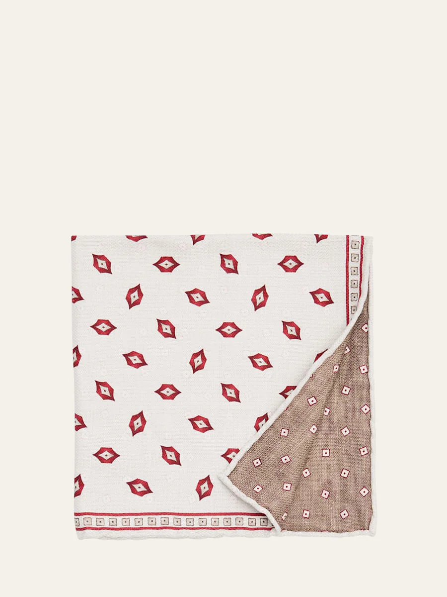 Men's Geometric Leaf-Print Silk Pocket Square - 1