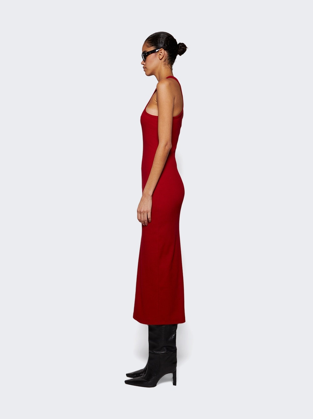 Scuba 90's Rib Long Dress Ruby - 4