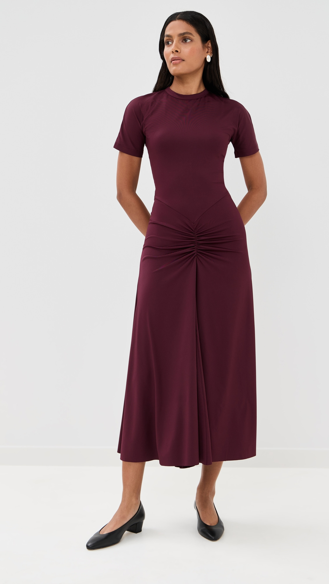 Gathered Waist T-Shirt Midi Dress - 6