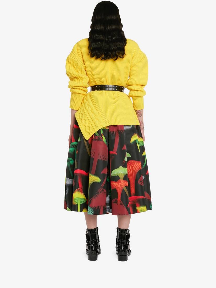 Women's Pieced And Patched Twisted Jumper in Bright Yellow - 4