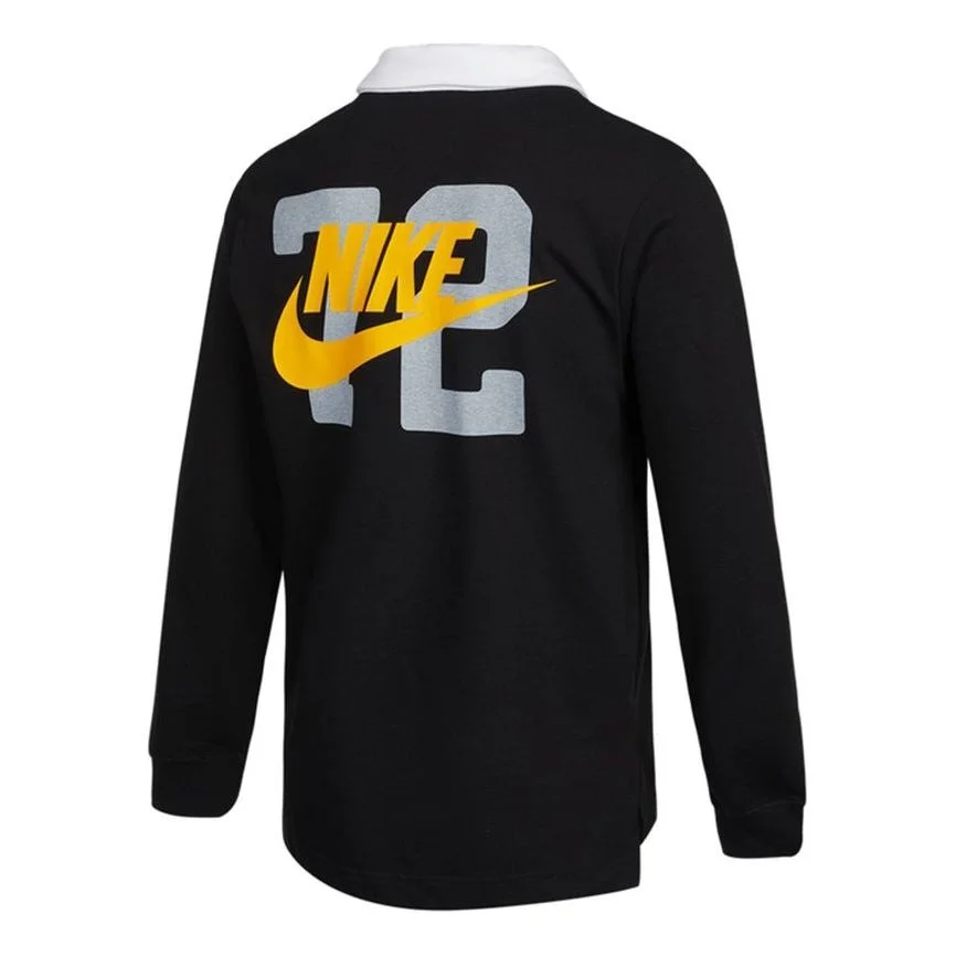 남자 나이키 Sportswear 럭비 스포츠 인쇄 니트 긴 소매 가을 까만 폴로 셔츠 DD6180-010 - 1
