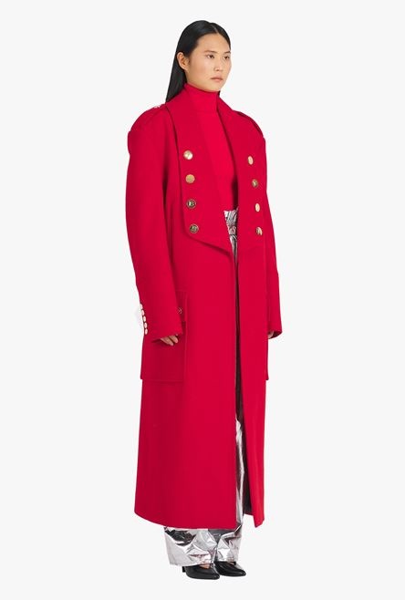 Long red wool coat - 7