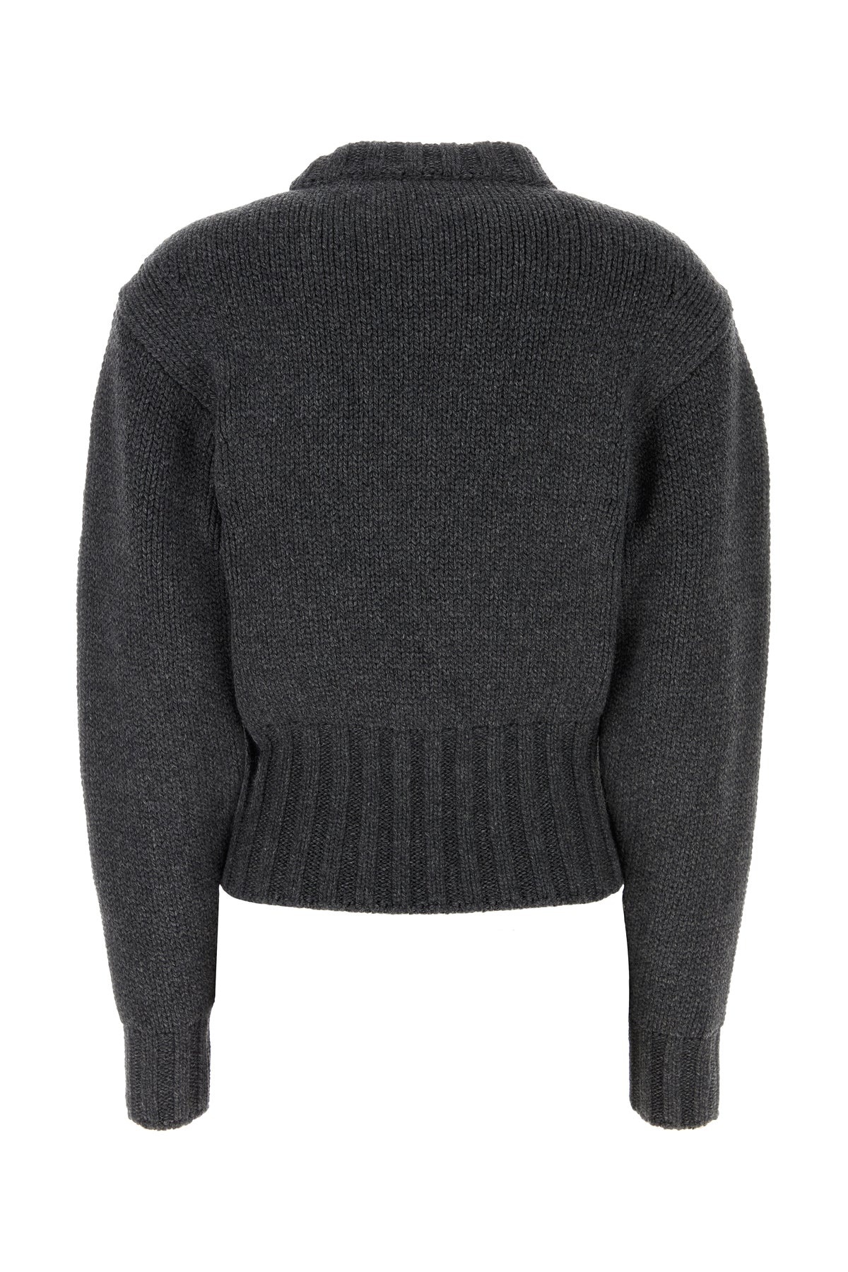 Melange dark grey stretch wool blend sweater - 2