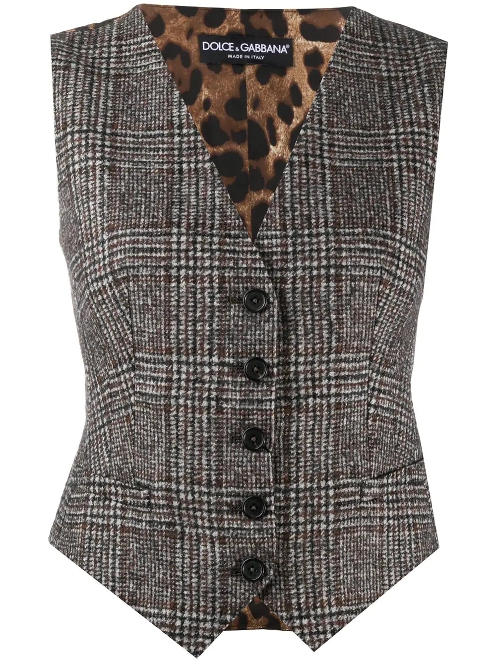 single-breasted check waistcoat - 1