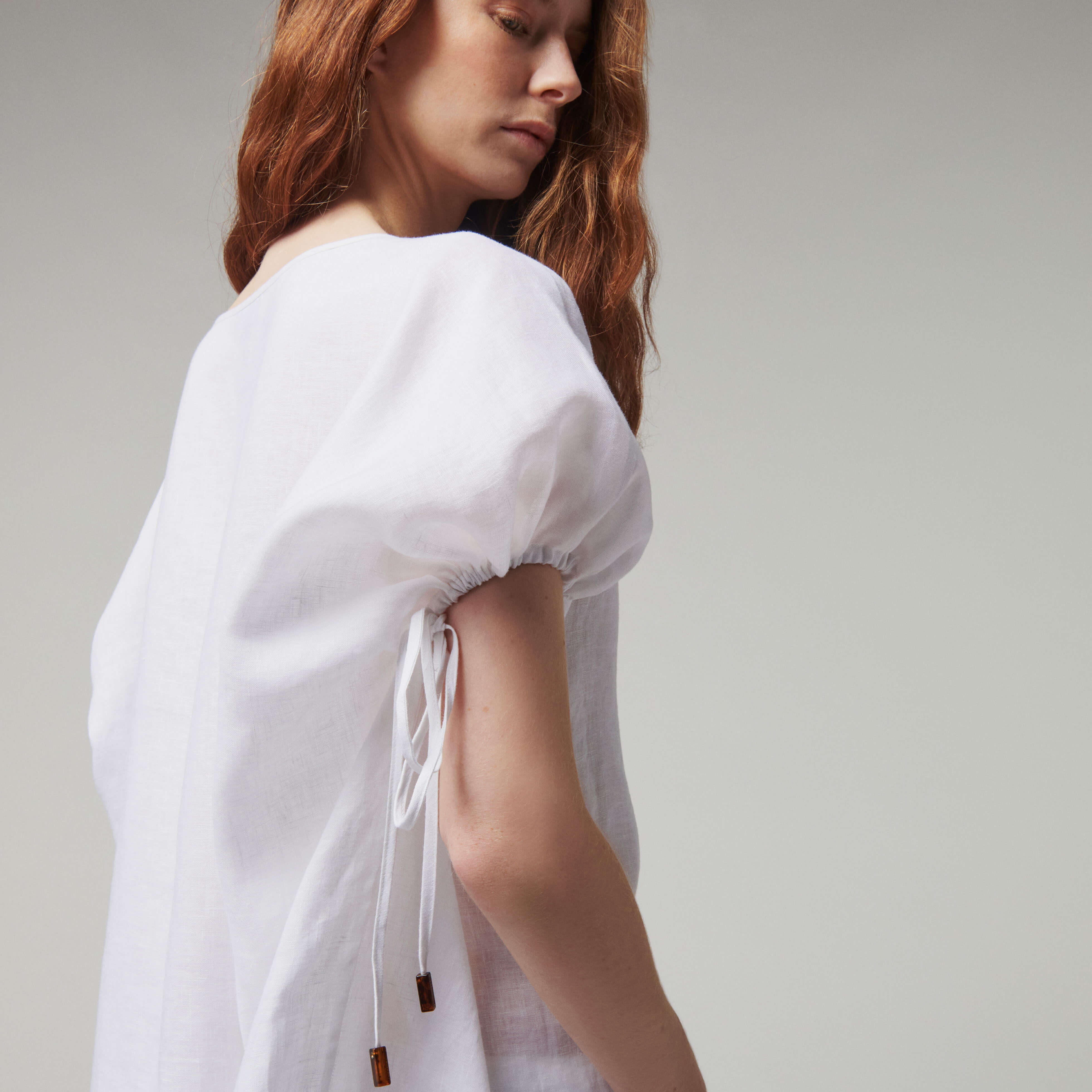 Women White Linen Square Dress- Vilebrequin x Angelo Tarlazzi - 6