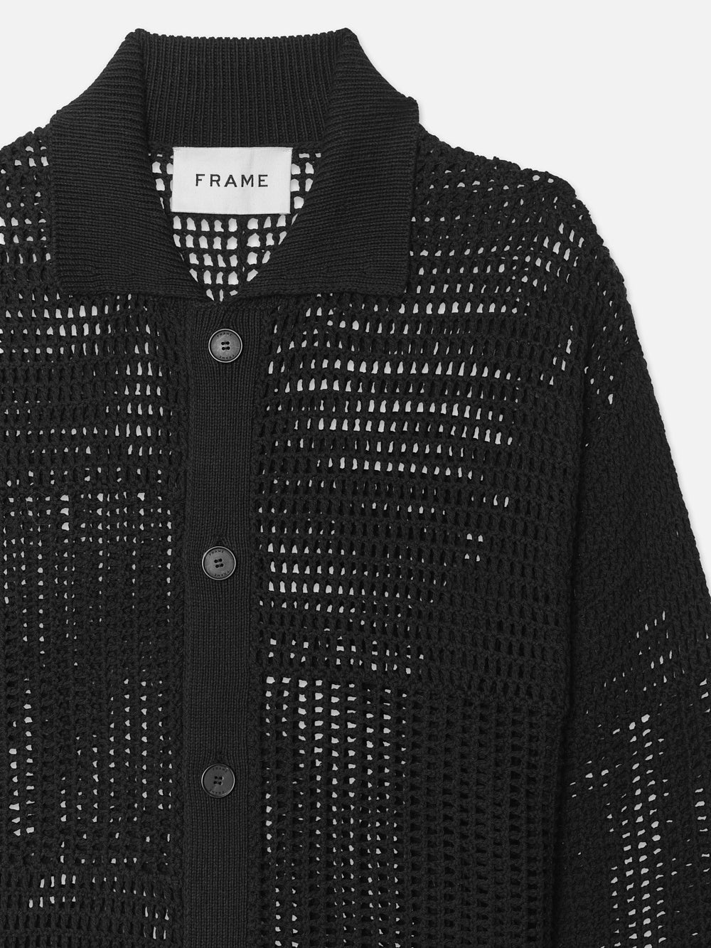 Tonal Crochet Sweater in Black - 2