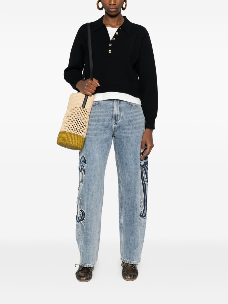 Sandro palm-embroidery jeans outlook