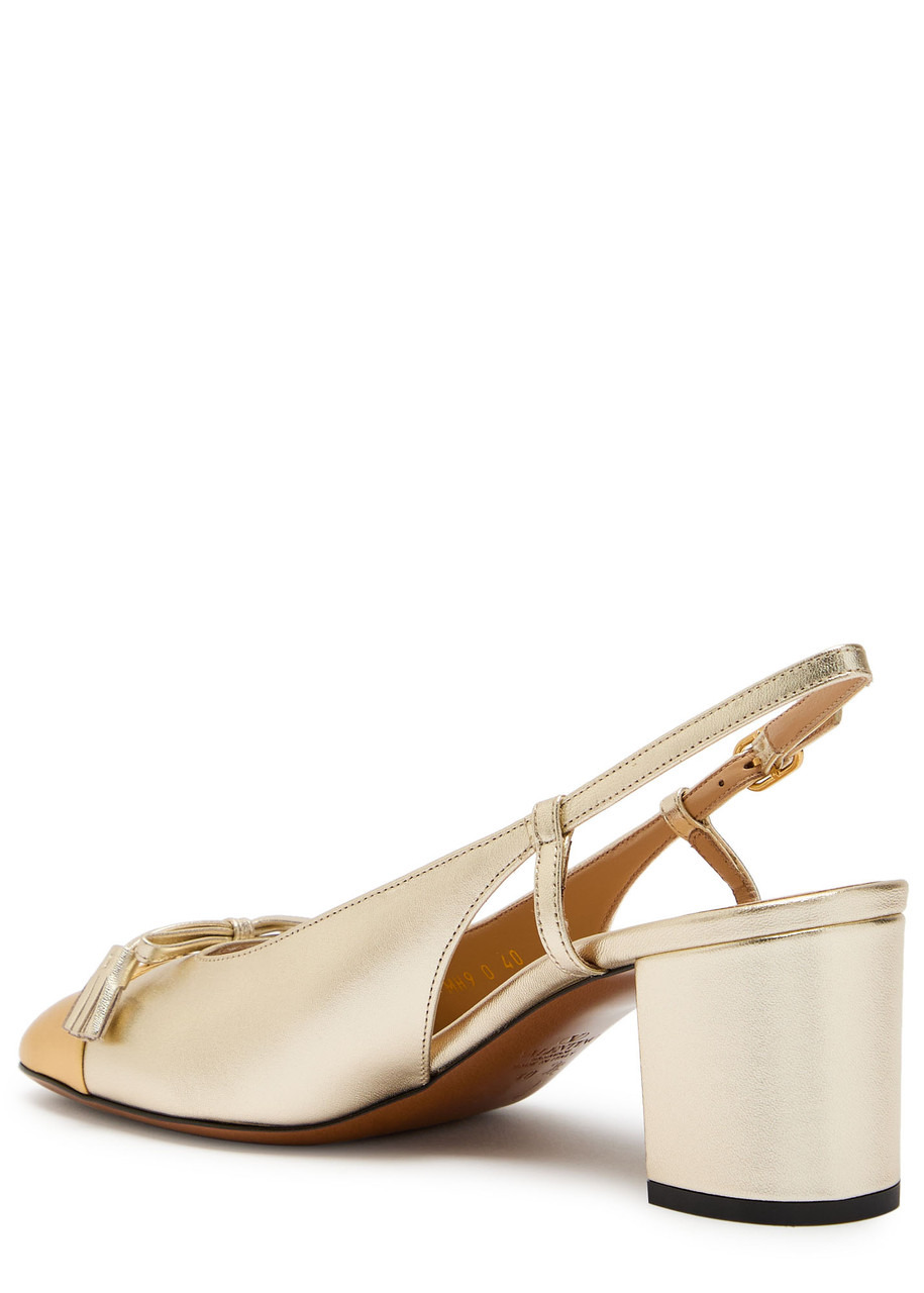 Valentino Valet Du Roi 60 Metallic Leather Slingback Pumps - 2