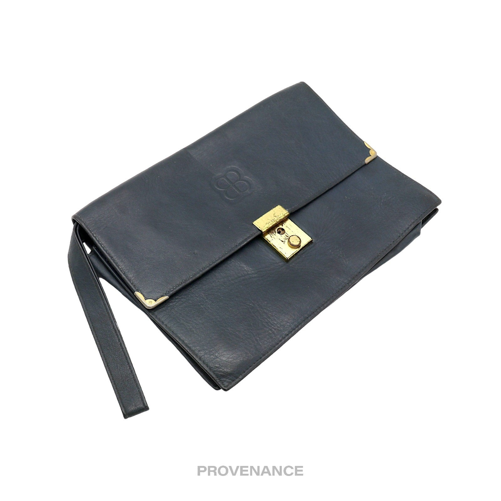 Balenciaga BB Logo Clutch Bag - Navy Leather - 3