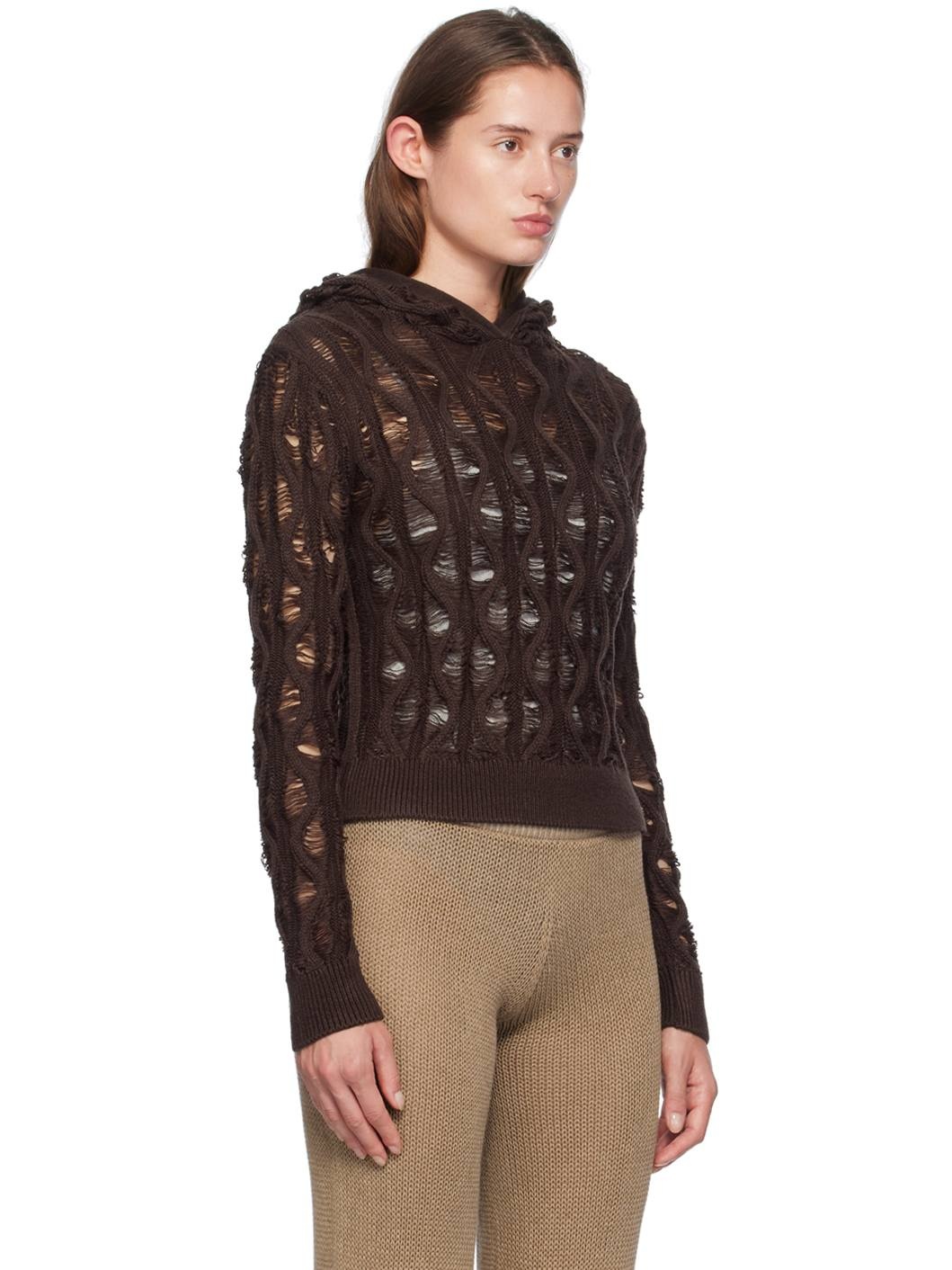 Brown Fudgy Sloping Hoodie - 2