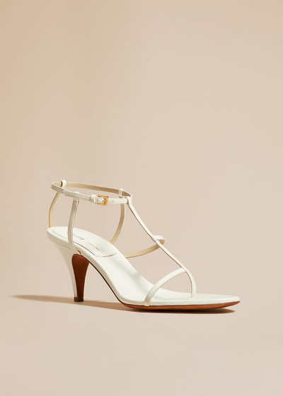 KHAITE The Jones Heel Sandal in White Crinkled Leather outlook