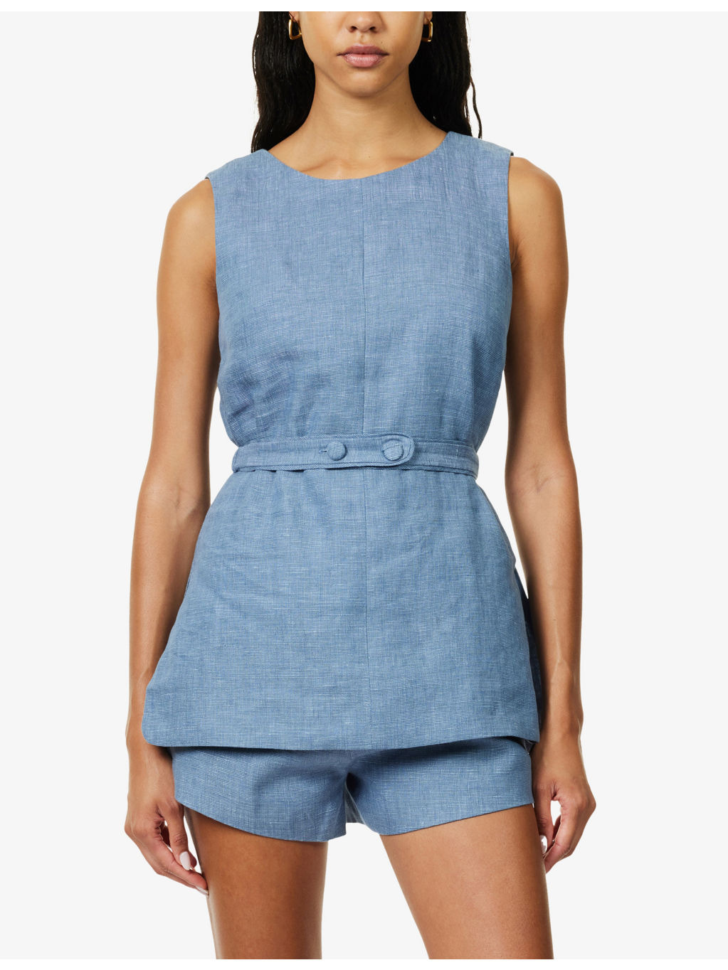 Thea Sleeveless Linen Tunic Top - 3