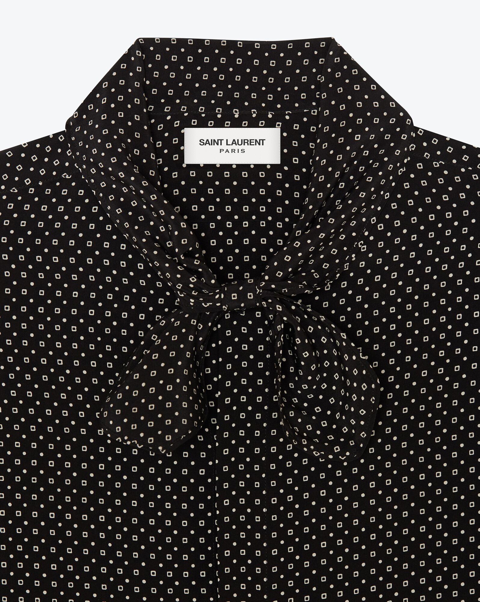 lavallière-neck shirt in geometric dotted silk crepe de chine - 4