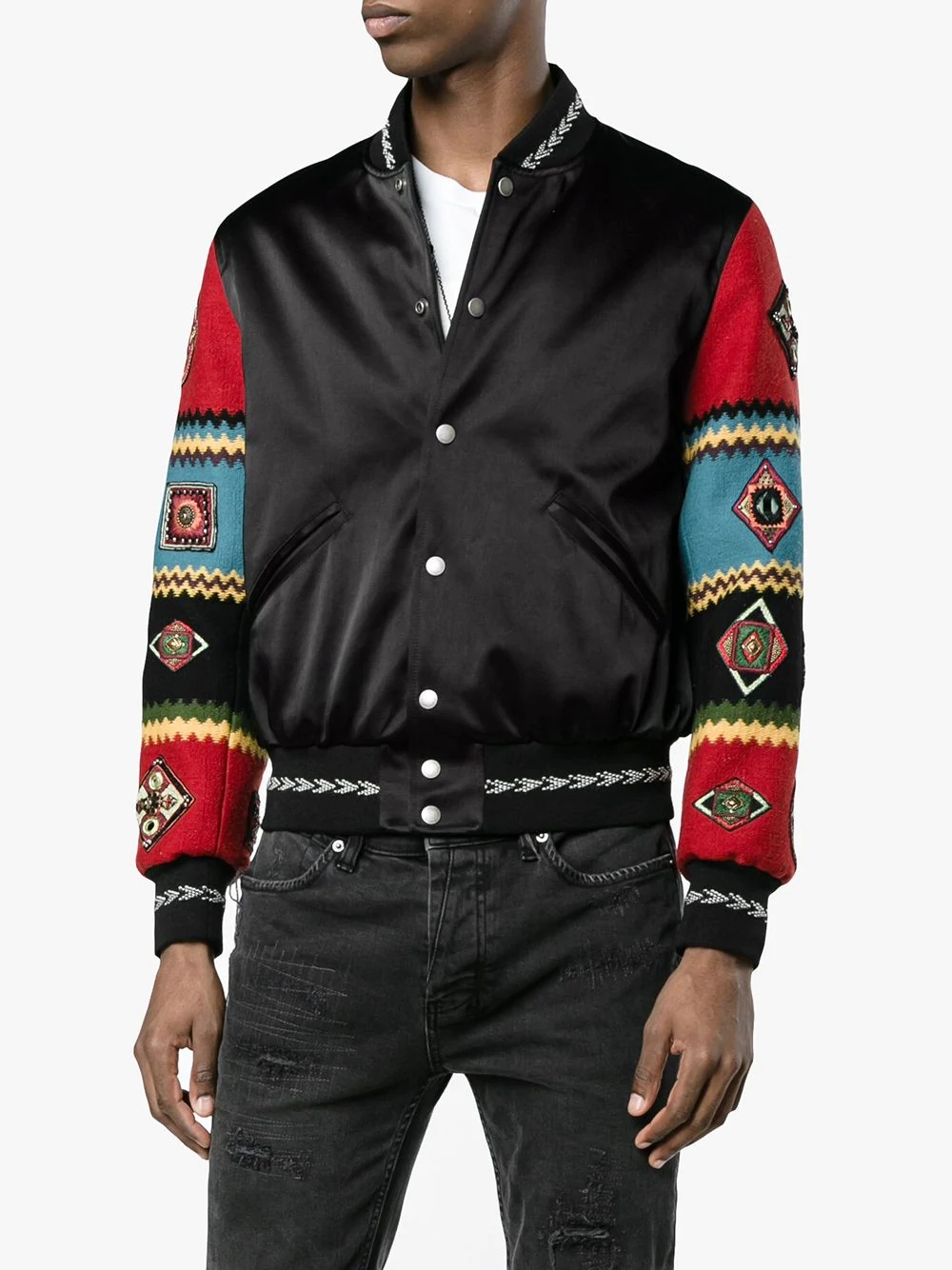 Wool varsity jacket with embroidered sleeves - 3