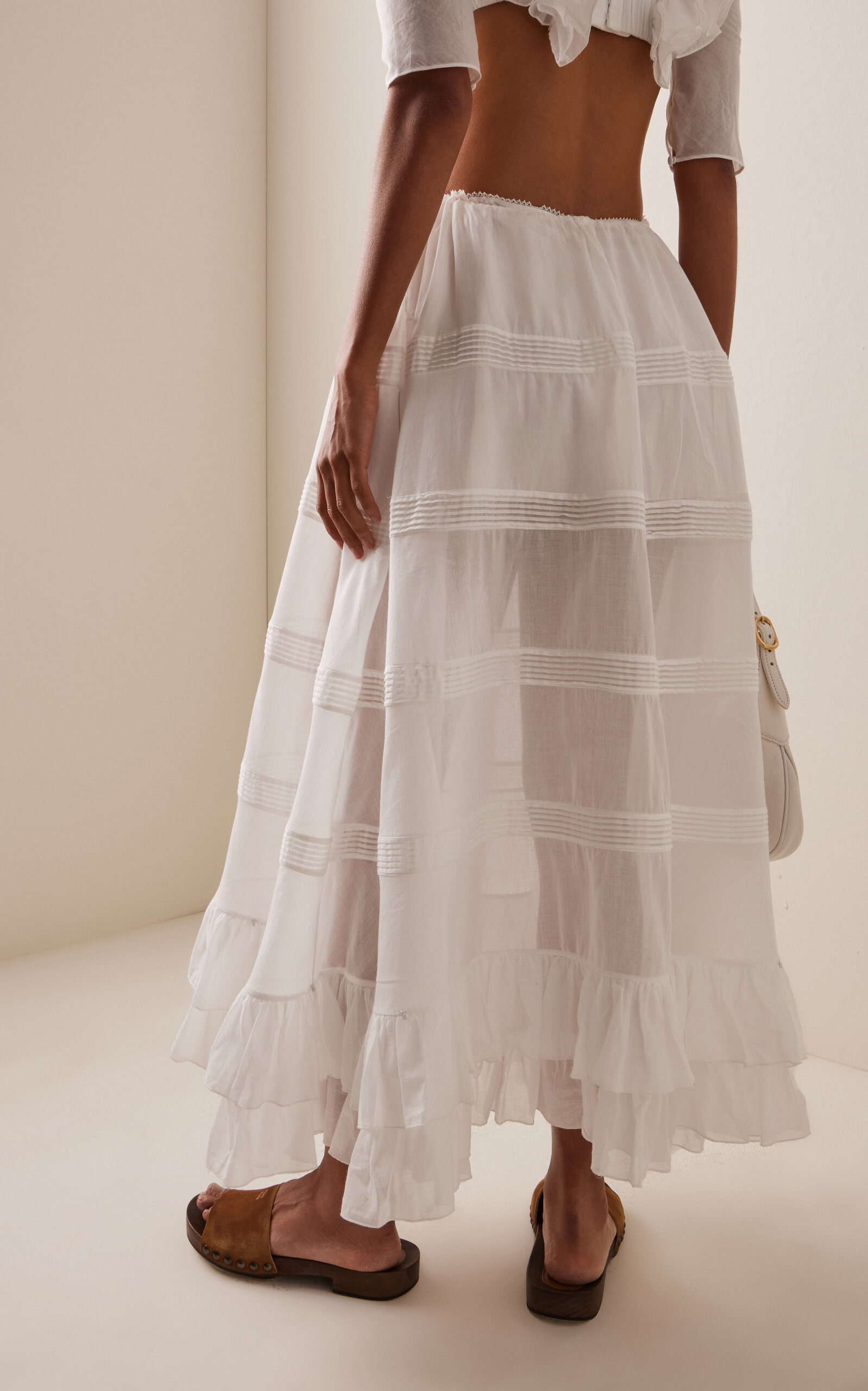 Cotton Midi Skirt ivory - 4