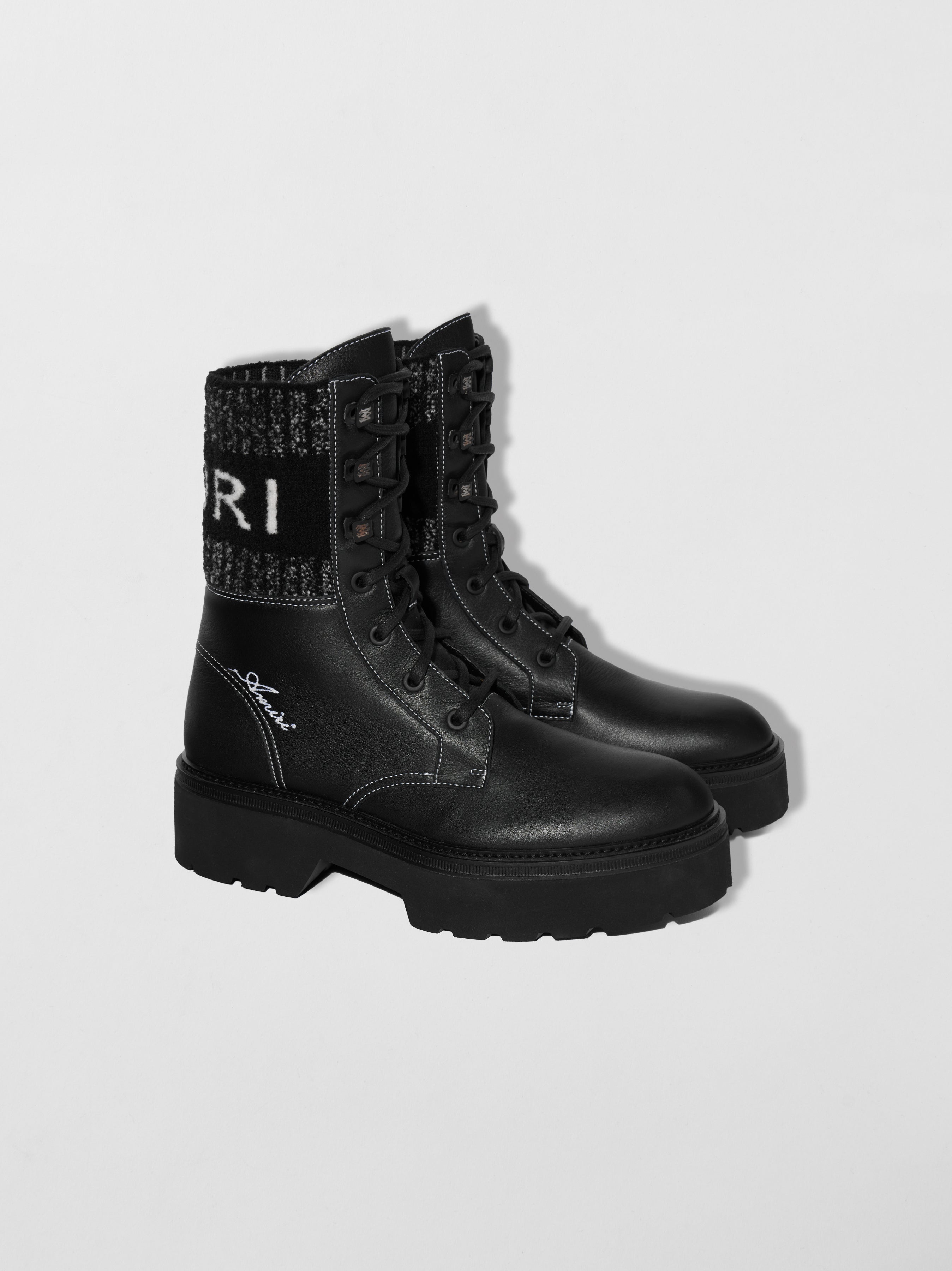 KNIT LOGO COLLAR COMBAT BOOT - 2