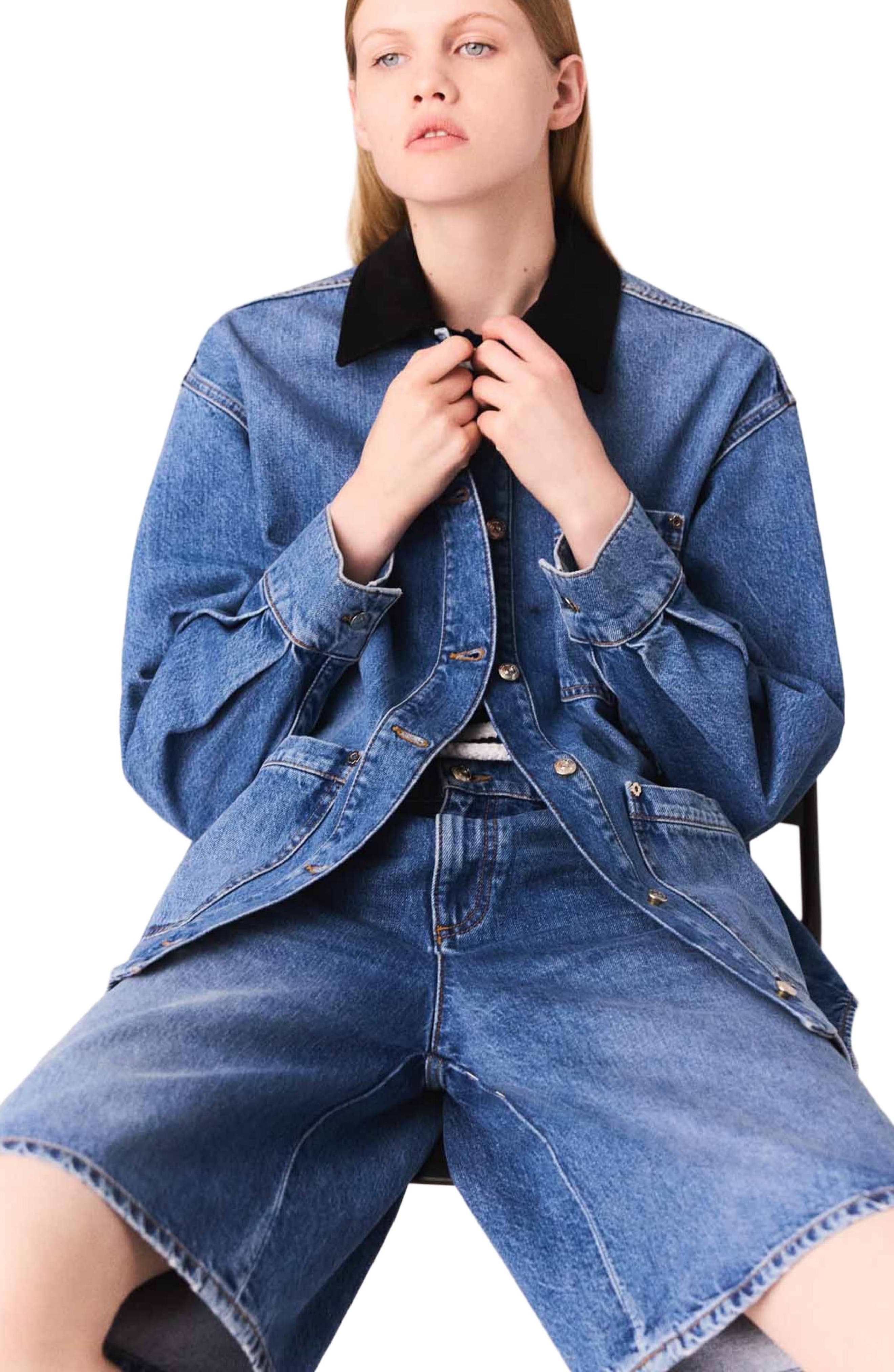 maje Faded denim jacket in Blue at Nordstrom - 4