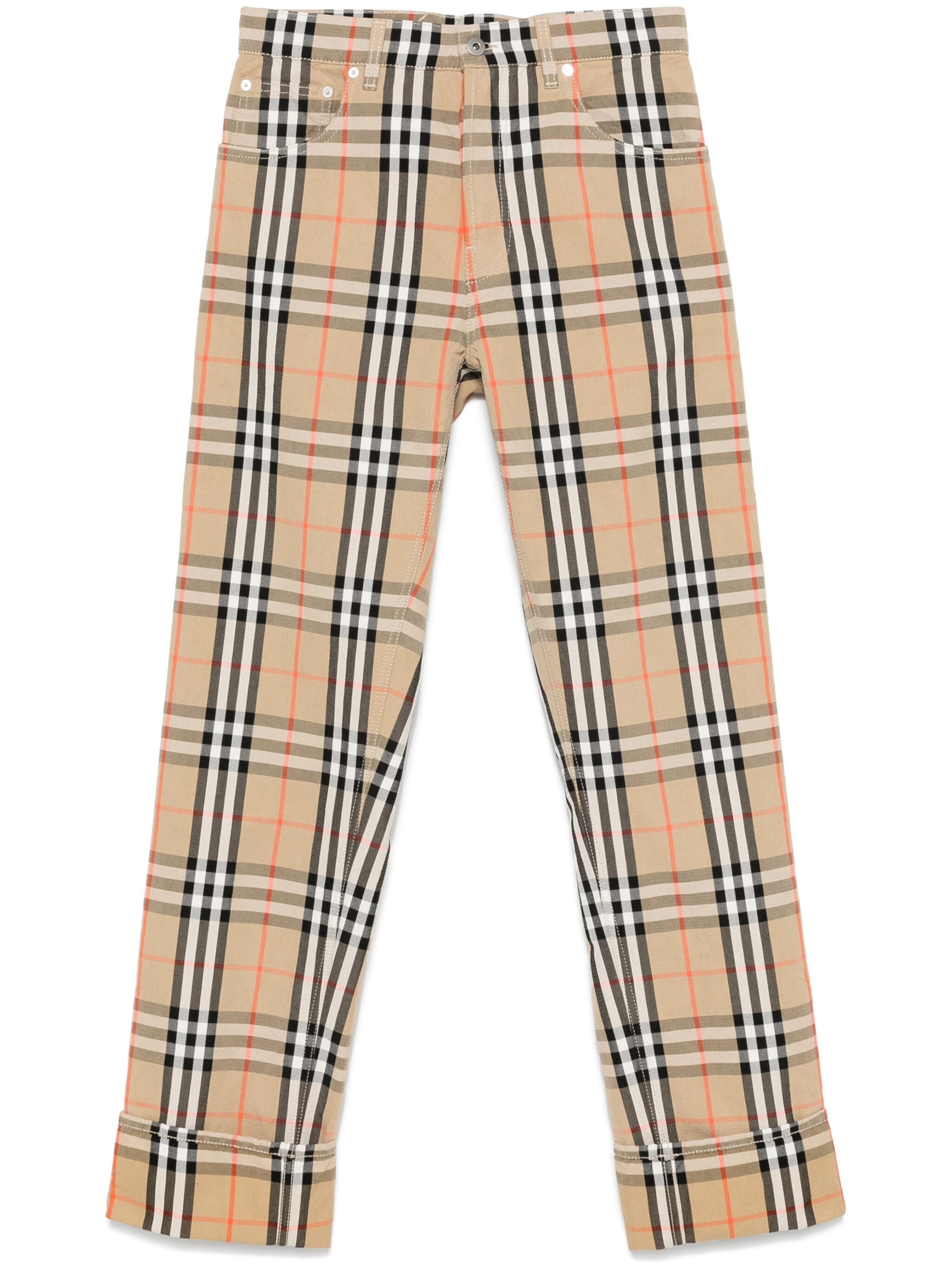 BURBERRY CHECK-PRINT TROUSERS - 1