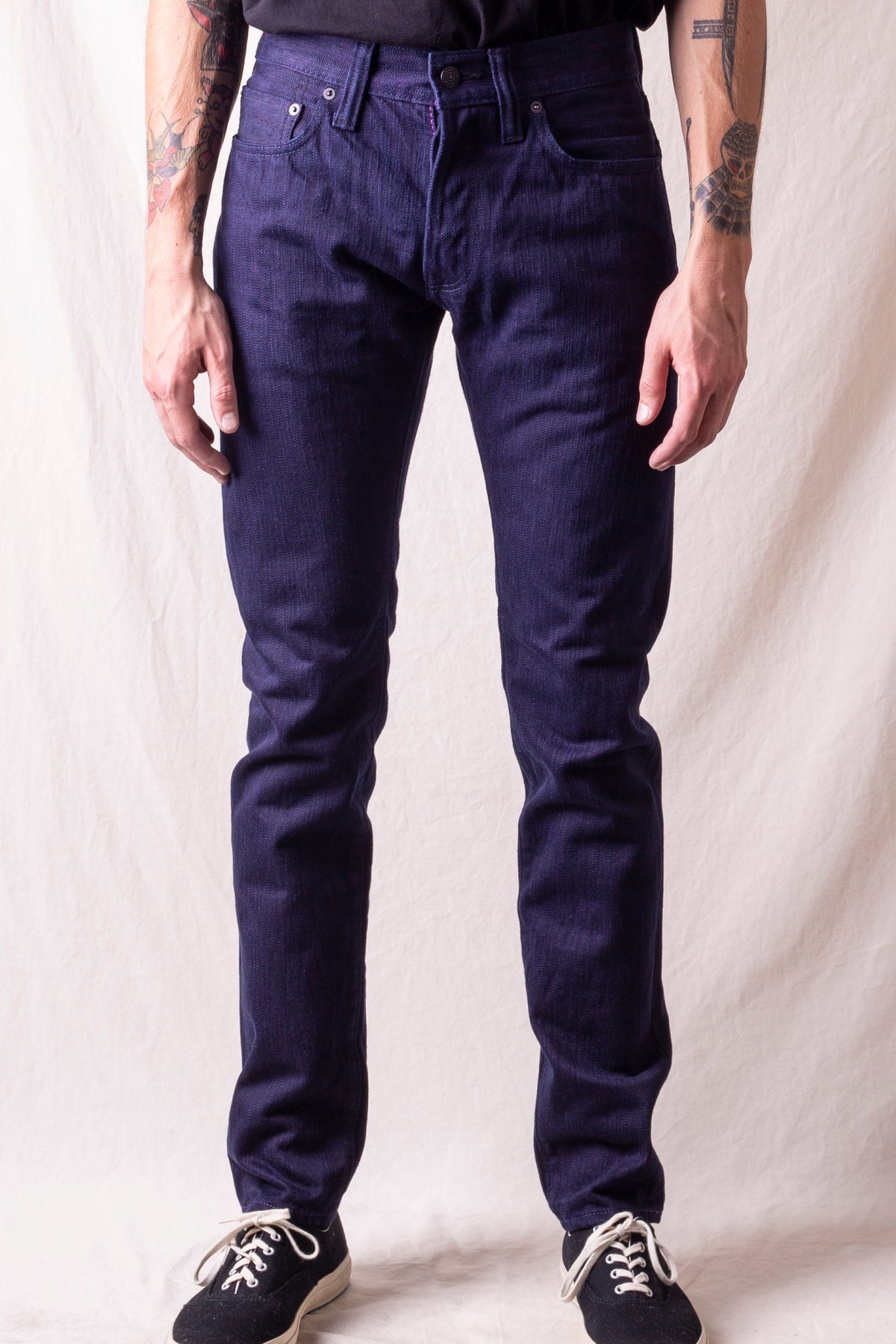 BIG-PBJ-013 17.5oz Natural Indigo x Purple Slim Tapered - 1