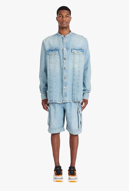 Light blue eco-designed denim shirt - 4
