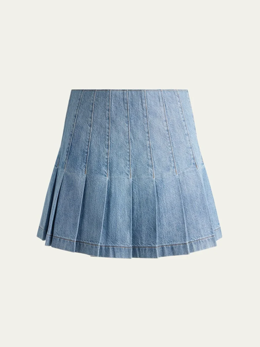 Carter Pleated Denim Mini Skirt - 1