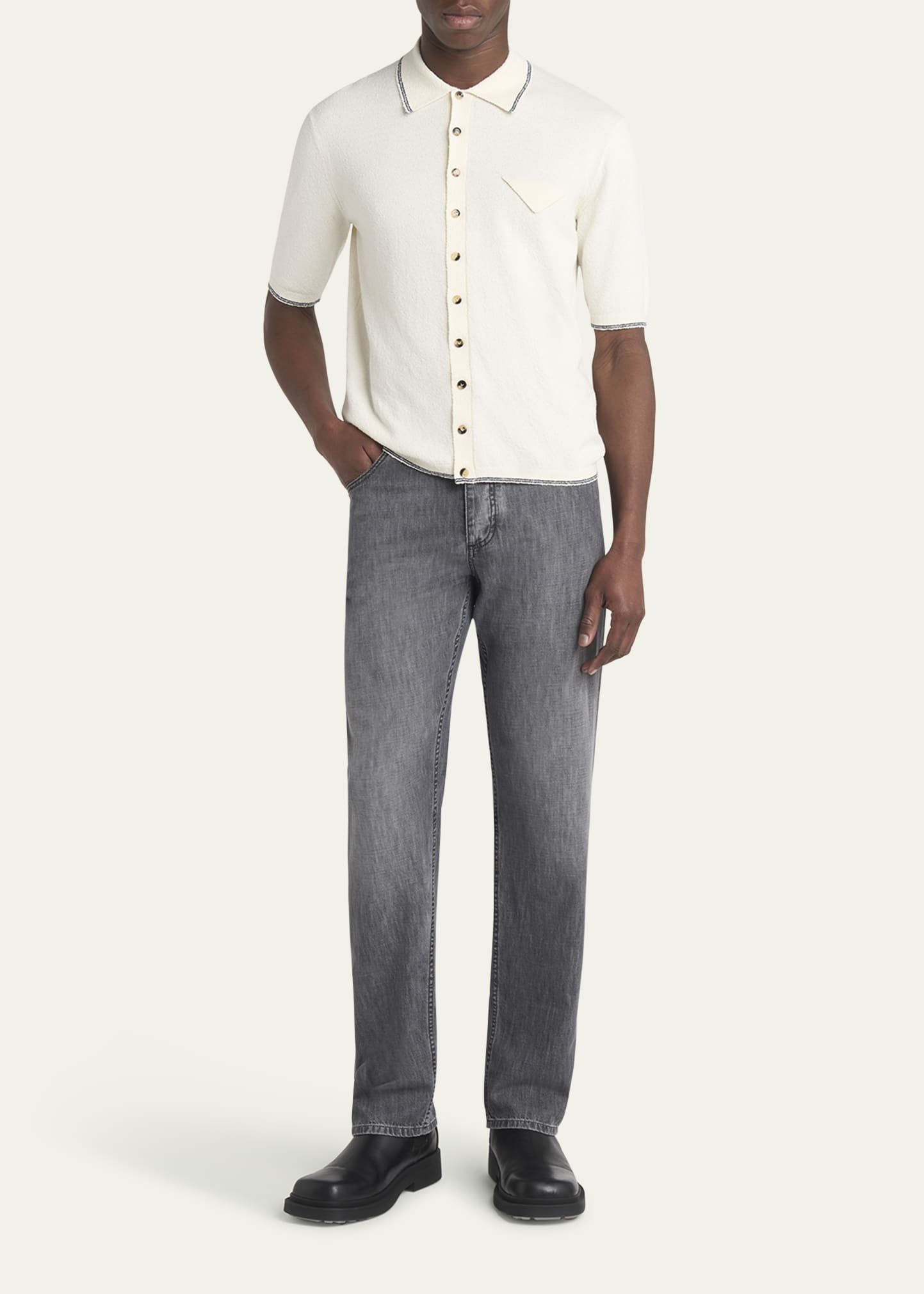 Men's Boucle Triangle Pocket Short-Sleeve Shirt - 2