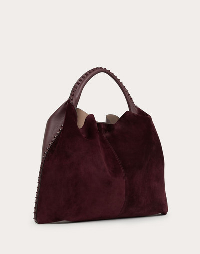 Valentino Rockstud Suede Calfskin and Full-Grain Calfskin Hobo Bag outlook