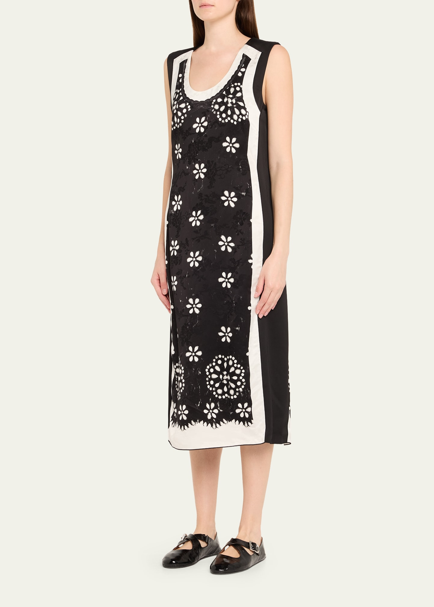 Trompe Loeil Eyelet Sleeveless Midi Dress - 4