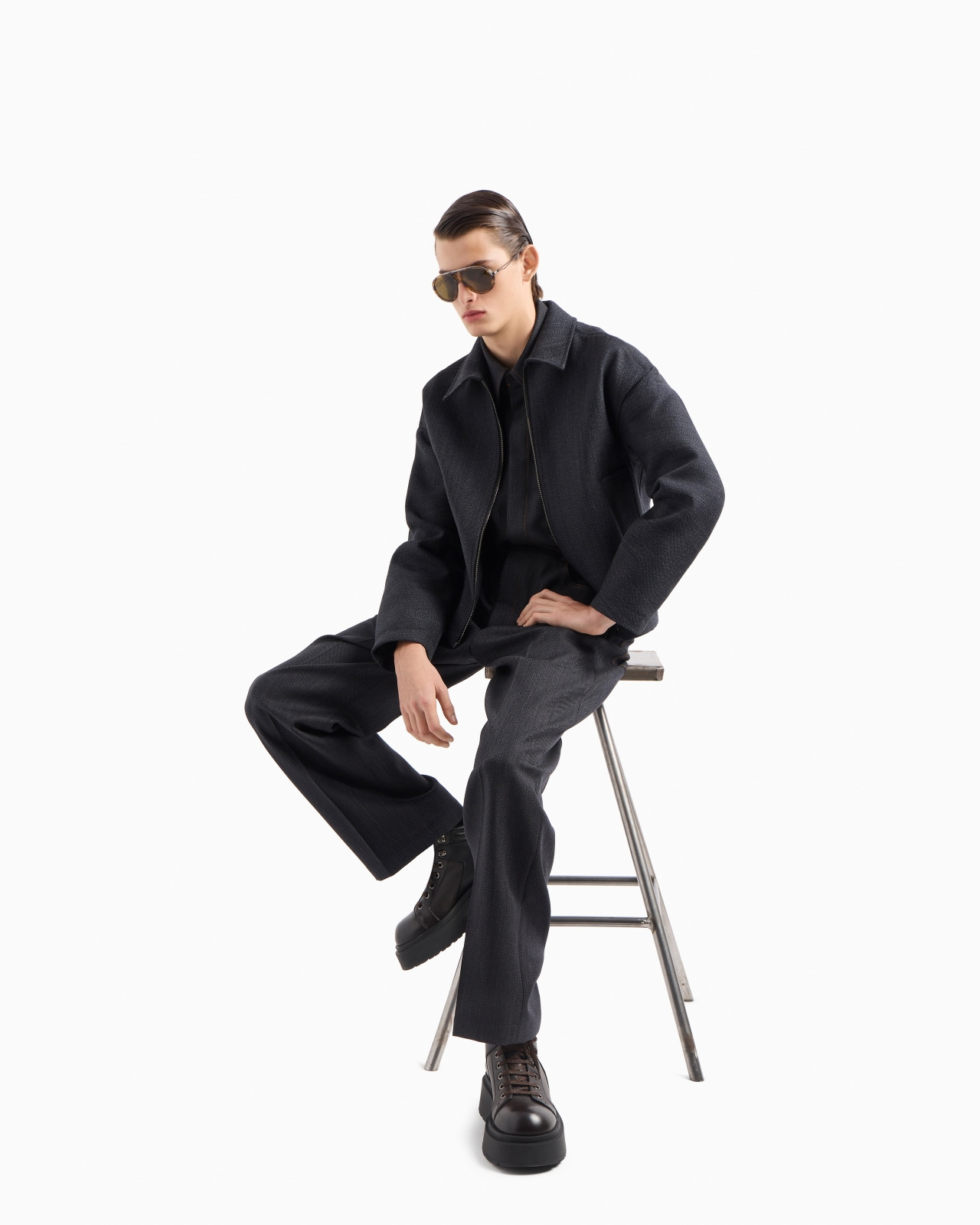 MOULINÉ WOOL-BLEND SHIRT WITH CHEVRON MOTIF - 4