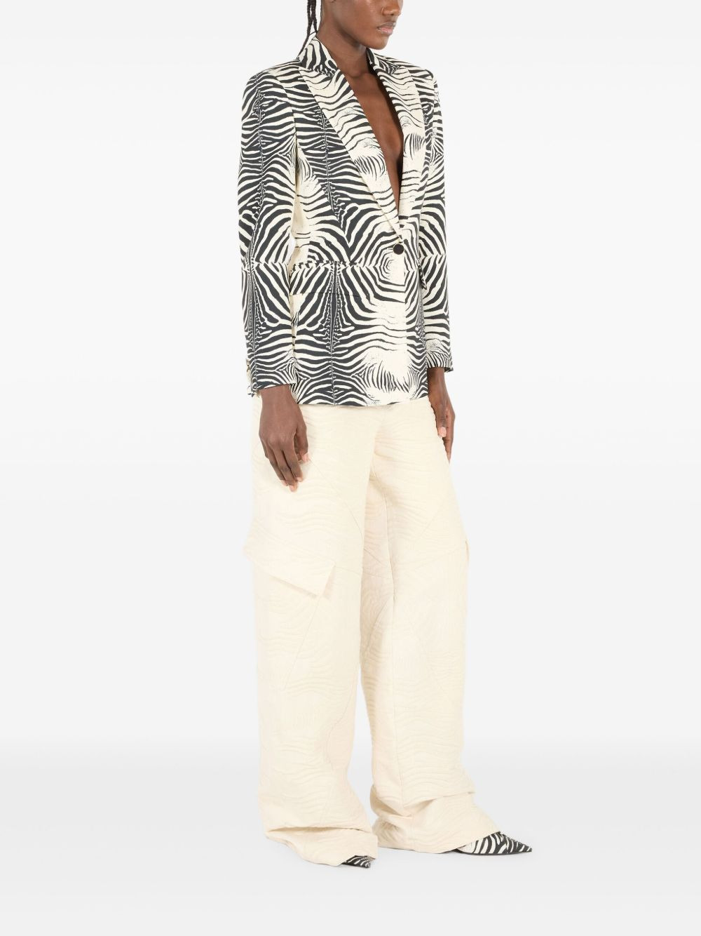 tiger-print blazer - 3