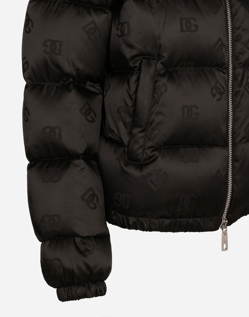 Padded satin jacquard down jacket with all-over DG logo 5