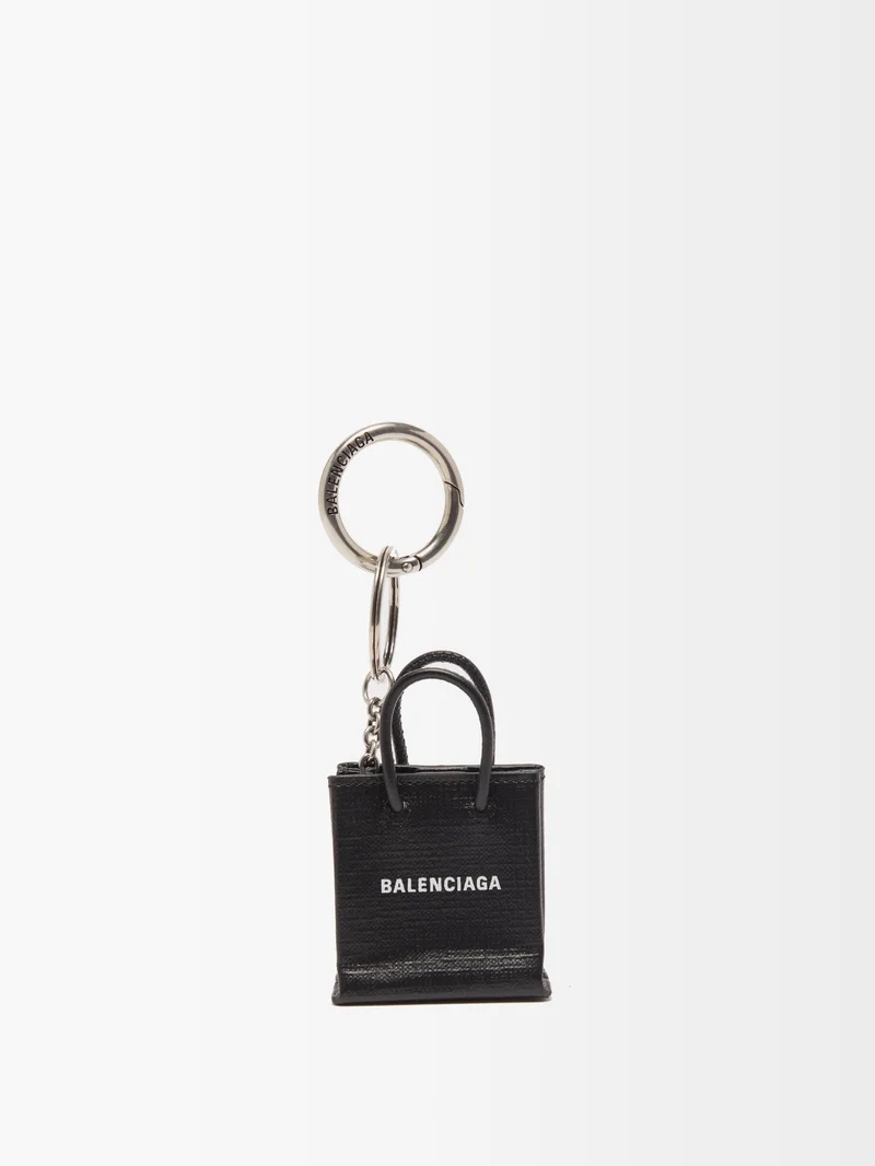 Shopping tote leather keyring - 1